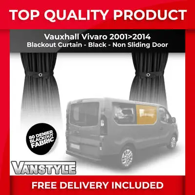 £29.99 • Buy For Vauxhall Vivaro 01>14 Tailored Blackout Fabric Nonsliding Door Curtain Black